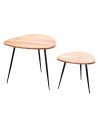 Sæt med 2 sofaborde i metal og akacietræ H37 + 51 cm - Sort/Natur