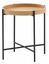 Sofabord i metal og mdf H45 x Ø40 cm - Sort/Natur