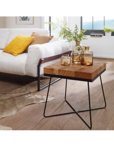 Sofabord i metal og akacietræ 45 x 45...
