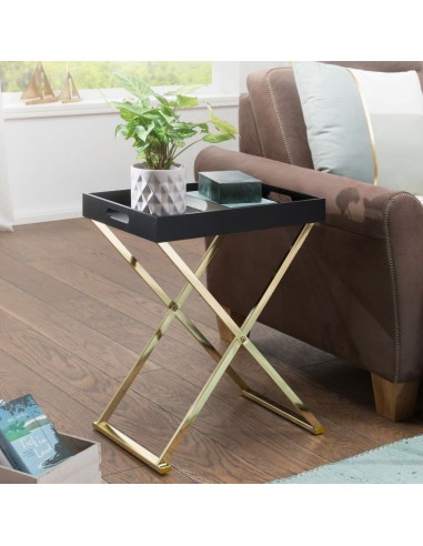 Sofabord i metal og MDF 48 x 34 cm -...