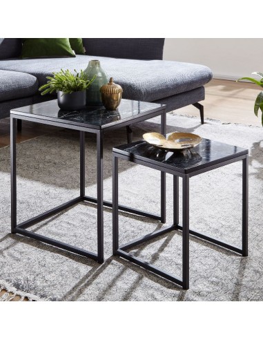 Sæt med 2 sofaborde i metal og mdf...