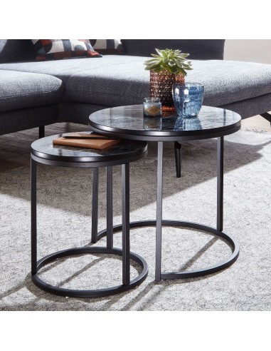 Sæt med 2 sofaborde i metal og mdf...