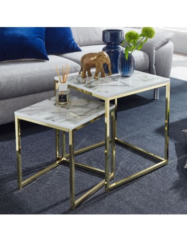 Sæt med 2 sofaborde i metal og mdf...