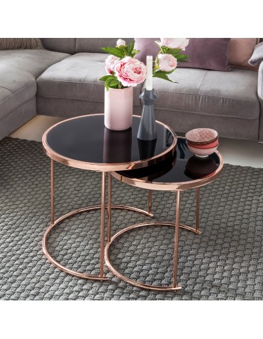 Sæt med 2 sofaborde i metal og glas...