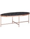 Sofabord i metal og glas 110 x 56 cm - Kobber/Marmoriseret sort