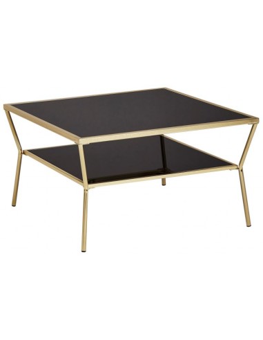 Sofabord i metal og glas 70 x 70 cm -...