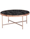 Sofabord i metal og glas Ø82,5 cm - Kobber/Marmoriseret sort