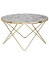 Sofabord i metal og mdf Ø85 cm - Guld/Marmoriseret hvid