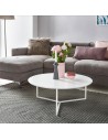 Sofabord i metal og mdf Ø80 cm - Hvid