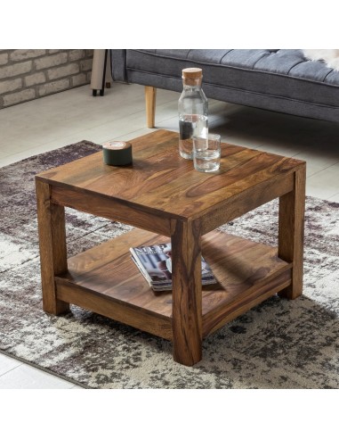 Sofabord i sheeshamtræ 60 x 60 cm - Brun