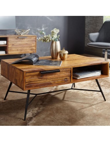 Sofabord i metal og sheeshamtræ 87 x...