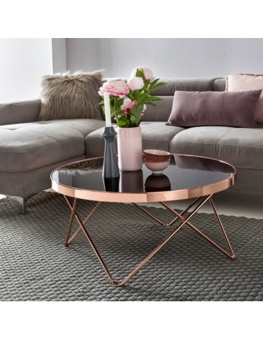 Sofabord i metal og glas H39 x Ø82 cm...