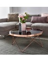Sofabord i metal og glas H39 x Ø82 cm - Kobber/Spejl sort