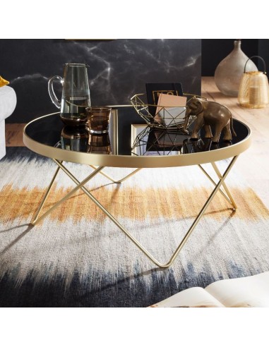 Sofabord i metal og glas H39 x Ø82 cm...