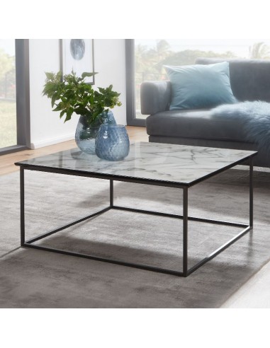 Sofabord i metal og mdf 80 x 80 cm -...