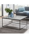 Sofabord i metal og mdf 80 x 80 cm - Sort/Marmoriseret hvid