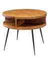 Sofabord i metal og sheeshamtræ H50 x Ø60 cm - Sort/Brun