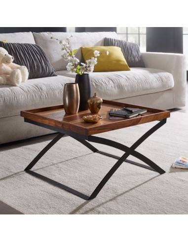 Sofabord i metal og sheeshamtræ 63 x...