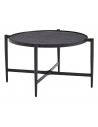 Sofabord i jern og mdf H38 x Ø70 cm - Sort/Sort sten