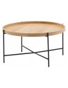 Sofabord i metal og egetræsfinér H40 x Ø78 cm - Sort/Eg