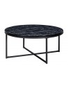 Sofabord i metal og mdf Ø80 cm - Sort/Marmoriseret sort