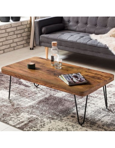 Sofabord i metal og mangotræ 115 x 60...