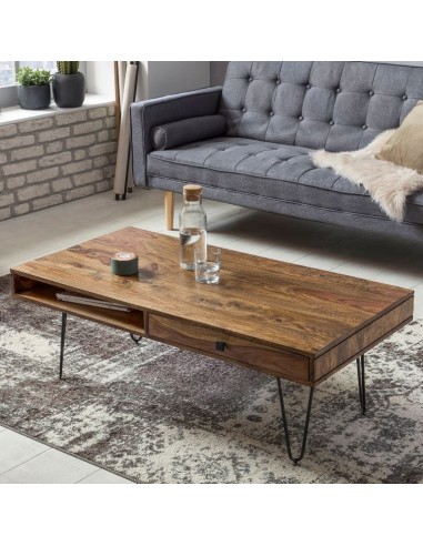 Sofabord i metal og sheeshamtræ 110 x...