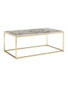 Sofabord i metal og mdf 100 x 60 cm - Guld/Marmoriseret hvid