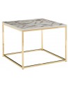 Sofabord i metal og mdf 60 x 60 cm - Guld/Marmoriseret hvid