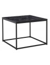 Sofabord i metal og mdf 60 x 60 cm - Sort/Marmoriseret sort