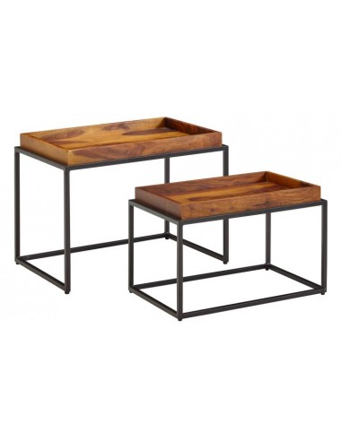 Sæt med 2 sofaborde i metal og...