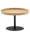 Sofabord i metal og egetræsfinér H40 x Ø61 cm - Sort/Eg