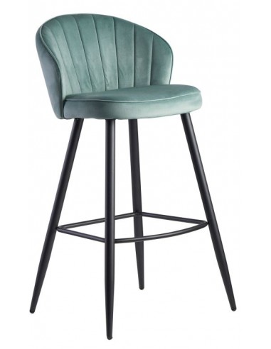 Barstol i metal og velour H102,5 cm -...
