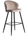 Barstol i metal og velour H102,5 cm - Sort/Beige