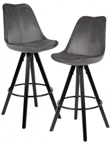 2 x Barstole i træ og velour H113 cm...