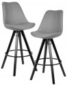 2 x Barstole i træ og polyester H113 cm - Sort/Grå
