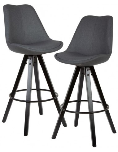 2 x Barstole i træ og polyester H113...