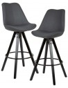 2 x Barstole i træ og polyester H113 cm - Sort/Antracit