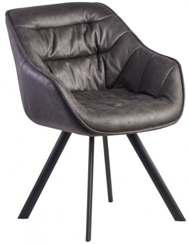 Spisebordsstol i metal og PU-læder...