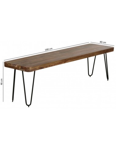 Bænk i metal og sheeshamtræ 160 x 40...