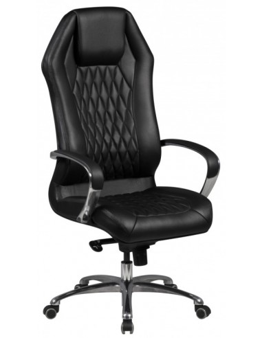 Kontorstol i metal og ægte læder H126...