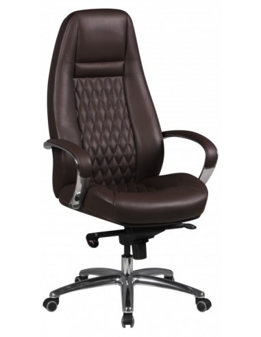 Kontorstol i metal og ægte læder H120...