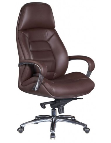 Kontorstol i metal og ægte læder H127...