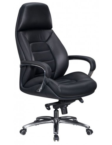 Kontorstol i metal og ægte læder H127...