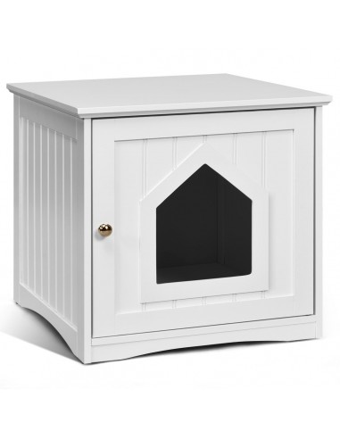 Kattehus i træ H47 x B49 x D51 cm - Hvid