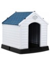 Hundehus i kunststof H81,5 x B87,7 x D78,5 cm - Hvid/Blå
