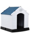Hundehus i kunststof H71,5 x B70 x D65 cm - Hvid/Blå