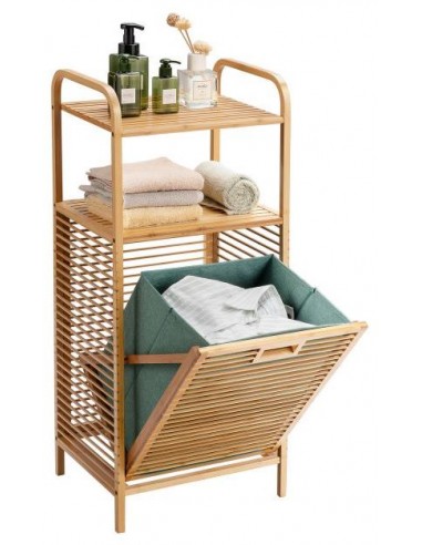 Vasketøjskurv i bambus og polyester...