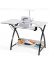 Symaskinebord eller computerbord i metal og mdf 116,5 x 59,5 cm - Sort/Hvid