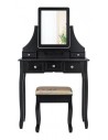 Sminkebord med spejl i træ og mdf H139 x B80 cm - Sort
